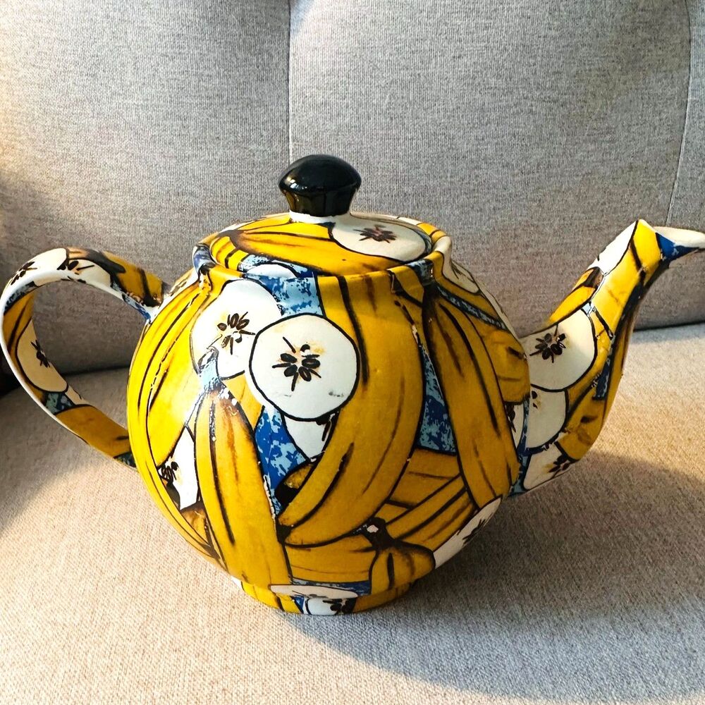 Paul Cardew -England Bananas Vintage Ceramic Hand Painted Collectible Teapot